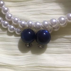 Vintage Cobalt Blue Moonglow Clip-on Earrings